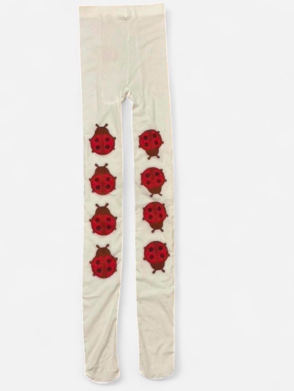 White Tights with Red Ladybug Print